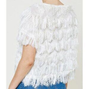 Hayden Los Angeles Womens Whimsical Crop Top-Cream-Size Small-GUC